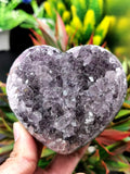 Amethyst Heart-Shaped geode cluster - Gemstone carving heart, crystal healing - Shwasam