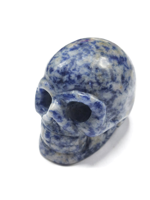 Skull in natural sodalite stone - reiki/chakra/healing - crystal crafts - weight 86 gm (0.19 lb) and 1.5 inches - Shwasam