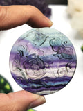 Natural Rainbow Fluorite pendant with flower carving - reiki/chakra/healing/energy - Shwasam