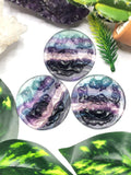 Natural Rainbow Fluorite pendant with flower carving - reiki/chakra/healing/energy - Shwasam