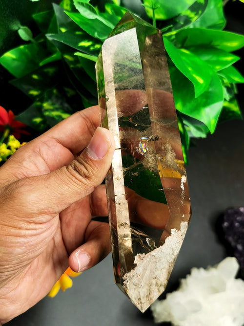 Large double terminated Smokey Quartz Tower/Point/Wand - crystal/reiki/chakra/healing - 454 gms (1lb) and 7 inches - Shwasam