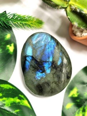 Natural Labradorite palm stones with beautiful blue flash - crystal/chakra/reiki/healing - 2.5 - 3 inches and 100-120 gms weight - Shwasam