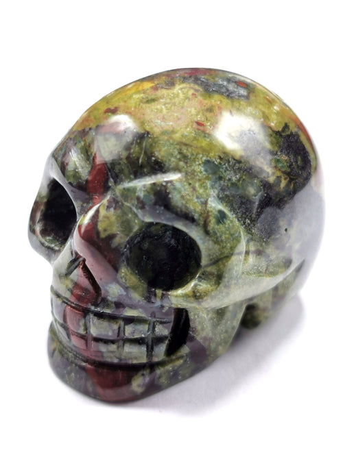 Skull in natural bloodstone jasper - reiki/chakra/healing - crystal crafts - Shwasam