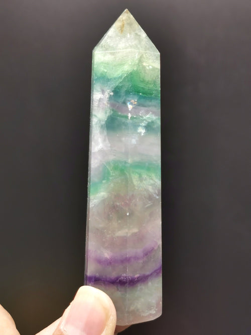 Rainbow Fluorite Point - natural crystals - reiki/chakra/healing/energy - 3.5 inch (8.75 cms) and 100 - 125 gms weight - Shwasam