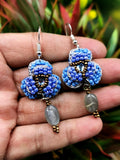Crochet Flower Earrings with natural agate stone - handmade dangle earrings - ideal Birthday/Anniversary/Engagement/Mother's Day gift - Shwasam