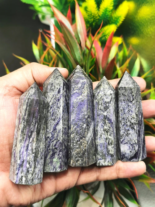 Charoite Point - ONE PIECE - reiki/chakra/healing/energy - 2.8 inch (7 cms) and 60 - 70 gms weight - Shwasam