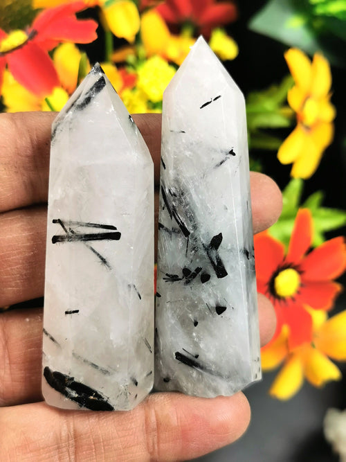 Black Rutilated Quartz Point - ONE PIECE - Crystal healing points - Shwasam