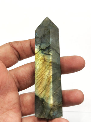 Amazing Natural Labradorite Point/Wand/Tower with blue flash - Shwasam