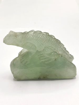 Green Fluorite Stone Lizard statue hand carved - Crystal Home Decor - Shwasam