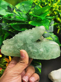 Green Fluorite Lizard beautiful hand carved natural fluorite stone - Home Decor crystal - Shwasam