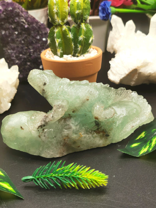 Green Fluorite Lizard beautiful hand carved natural fluorite stone - Home Decor crystal - Shwasam