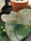Natural Green Fluorite crocodile carving, handmade used as spirit animal in crystal healing - Shwasam