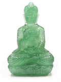 Green Fluorite Buddha - handmade carving of serene and meditating Lord Buddha - lapidary crystal carving 750 gms - Shwasam