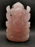 Ganesh Statue in Rose Quartz - Handmade Carving of Lord Ganesha Idol | Sculpture in Crystals and Gemstones - 540 gms - Shwasam