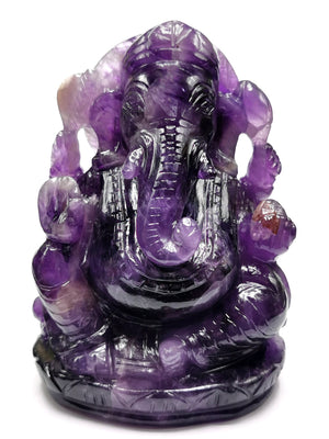 Ganesh Statue in Amethyst Handmade Carving | Lord Ganesha Idol | Figurine in Crystals/Gemstone Gift a Ganesha - Shwasam