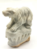 Exquisite polar bear on melting glacier carving in Chinese white jade crystal stone - Shwasam