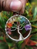 Unique 7-chakra stones Tree of Life pendant - Amethyst, Garnet and aventurine stones - Shwasam