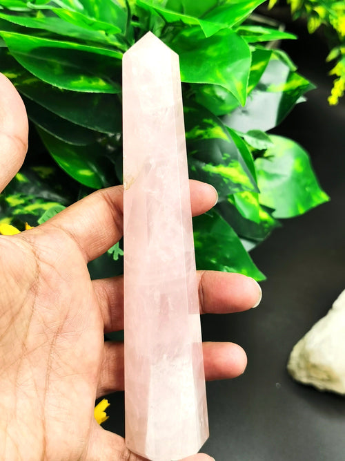 Rose Quartz Point - Natural Crystal healing rose quartz handmade gemstone point - Shwasam