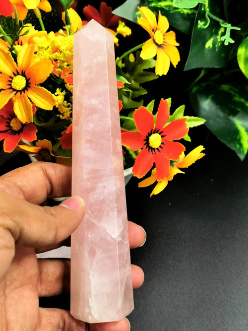 Rose Quartz Point - Natural Crystal healing rose quartz handmade gemstone point - Shwasam