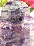 Multicolor Fluorite Buddha Statue, handmade carving of Lord Budha - crystal healing 525 gms - Shwasam