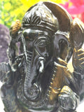Blue Tiger Eye Handmade Carving of Ganesh - Lord Ganesha Idol | Sculpture in Crystals/Gemstones - Shwasam