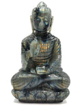 Labradorite Buddha Statue - handmade carving of meditating Lord Budda - crystal lapidary art 540 gms - Shwasam