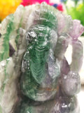 Multicolor Fluorite Handmade Carving of Ganesh -Lord Ganesha Idol/Statue in Crystals and Gemstones 970 gms - Shwasam