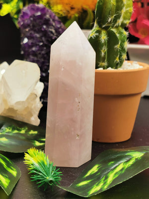 Rose Quartz Point - Crystal healing rose quartz wand, handmade gemstone point - Shwasam