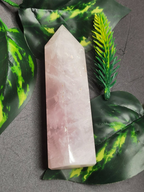 Rose Quartz Point - Crystal healing rose quartz wand, handmade gemstone point - Shwasam