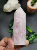 Rose Quartz Point - Crystal healing rose quartz wand, handmade gemstone point - Shwasam