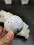 Rainbow moonstone set of 3 items: sphere, point and lingam with bright blue flash 425 gms - Shwasam