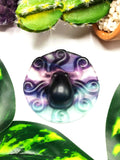 Rainbow Fluorite Stone carving of a beautiful Octopus - Handcarved lapidary art - Shwasam