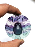 Rainbow Fluorite Stone carving of a beautiful Octopus - Handcarved lapidary art - Shwasam