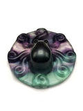 Rainbow Fluorite Stone carving of a beautiful Octopus - Handcarved lapidary art - Shwasam