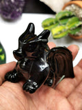 Black Obsidian stone carving of Flying Dragon - Hand carved unique piece - Shwasam