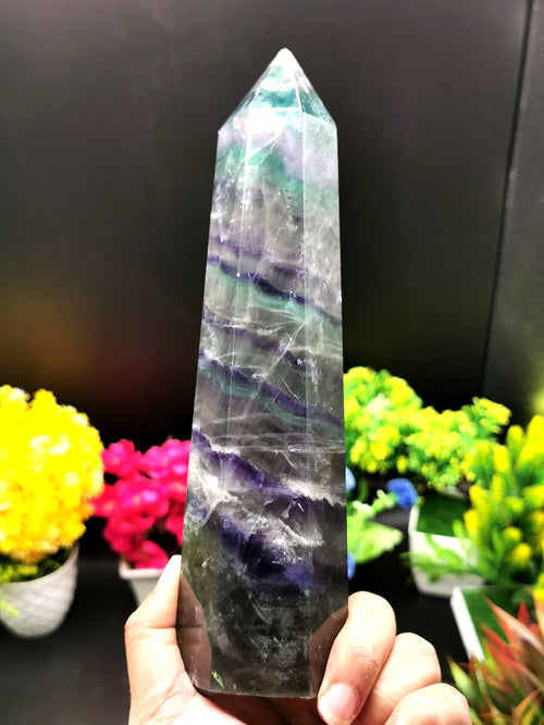 Fluorite Tower - Large Rainbow Fluorite Terminator, used for Crystal Healing - Shwasam