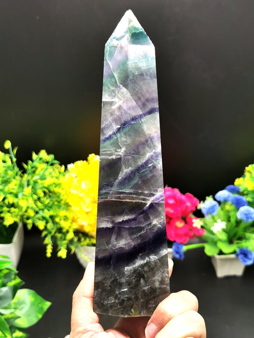 Fluorite Tower - Large Rainbow Fluorite Terminator, used for Crystal Healing - Shwasam