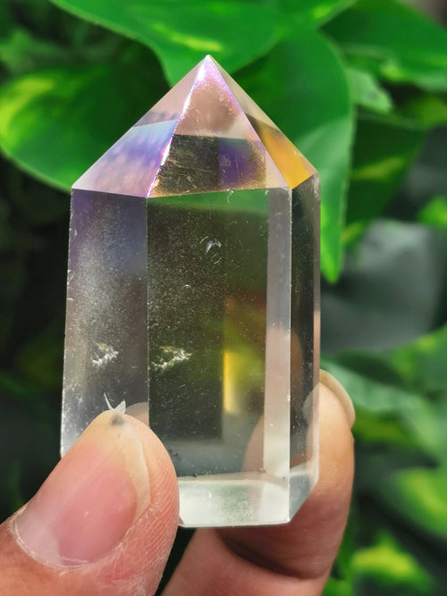 Angel Aura Quartz Point - Manmade crystal with rainbow flash - Shwasam