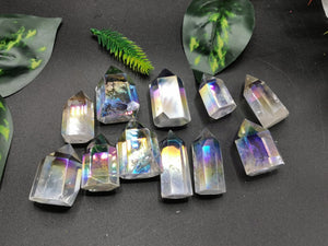 Angel Aura Quartz Point - Manmade crystal with rainbow flash - Shwasam