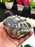 Agate Geode with spider carving- Crystal Healing - Hand carved from single piece agate geode - Shwasam