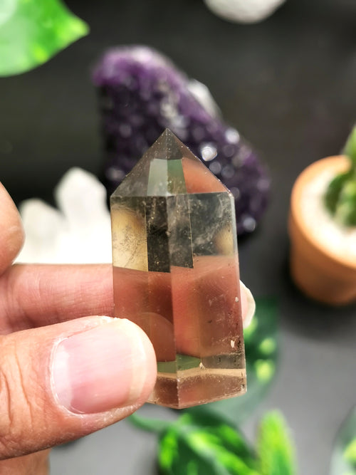 Smokey Quartz Point - crystal healing / chakra energizing quartz stone - 1 piece - Shwasam
