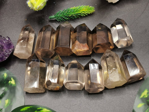 Smokey Quartz Point - crystal healing / chakra energizing quartz stone - 1 piece - Shwasam