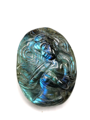 Labradorite Blue Flash Stone hand carved Goddess - reiki/chakra/healing - chinese goddess carving - Shwasam