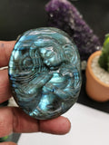 Labradorite Blue Flash Stone hand carved Goddess - reiki/chakra/healing - chinese goddess carving - Shwasam