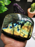 Labradorite carving of skull - blue flash - Hand carved piece 1.23 kg - Shwasam