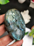 Natural Labradorite Stone free form/slab with carving of Scorpion - 2 inches (5 cms) height and 185 gms (0.41 lb) - Shwasam