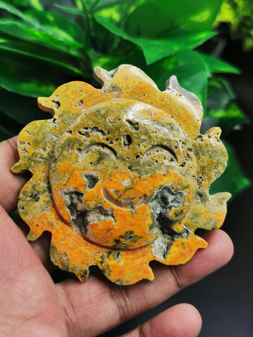 Bumblebee Jasper Natural stone hand carving of Sun - Crystal Healing / Reiki - Shwasam