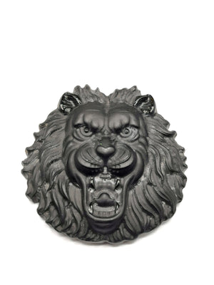 Black Obsidian Lion face intricately handcarved - crystal gift - animal healing - Shwasam