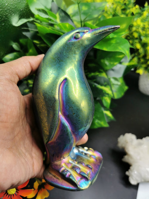 Electroplated Penguin hand carved in Sodalite Stone - Shwasam