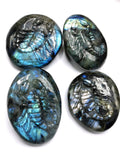 Natural Labradorite Stone free form/slab with carving of Scorpion - 2 inches (5 cms) height and 105 gms (0.23 lb) - Shwasam